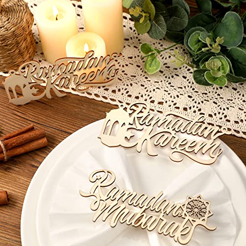 24 Pieces Ramadan Mubarak Plate Setting Hanging Wooden Word Ramadan Wood Sign Kareem Moon Star Eid Decorations Islamic Table Decor For Eid Al Adha Muslim Party Home Pendant Wall Ornaments #TOP6