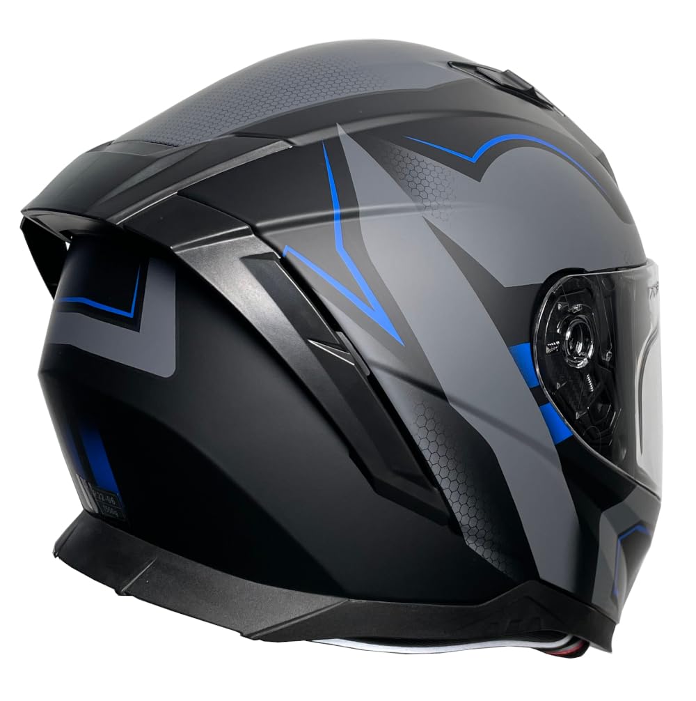 Integralhelm Motorradhelm Rallox M69-Bl schwarz grau blau matt Helm S M L XL