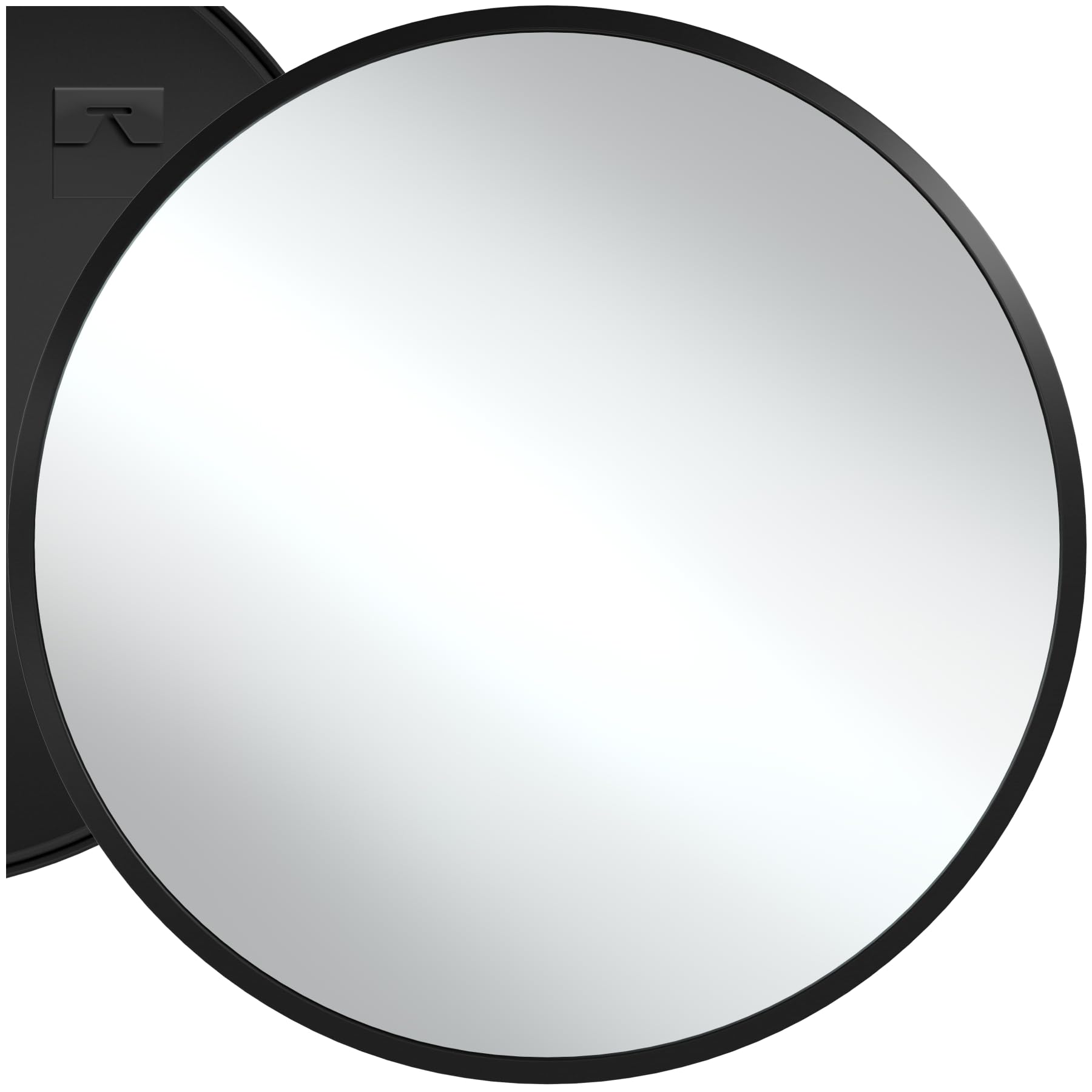 tectake® Spiegel rund schwarz, Wandspiegel modern, Badspiegel, Wanddekoration Wohnzimmer, Boho Deko Schlafzimmer, runder Badezimmerspiegel, Flurspiegel, Gäste WC, Spiegelaufhängung - Ø80 x 2,5 cm