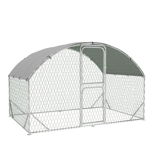 Garvee Grand poulailler en métal – Enclos extensionérieur Solide avec Double Porte – Toit dôme, bâche imperméable Anti-UV, pour Poules, Canards, oies, Lapins, Jardin ou Ferme, 9,8x6,5x6,5 Pieds