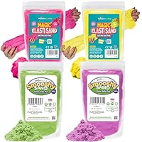 Rainbow Eco Play - Magic Sand Elasti and Smooshy - Assorted Colours – 4 x 485g - Childrens Coloured Sand for Kids - Ideal for Sensory Play