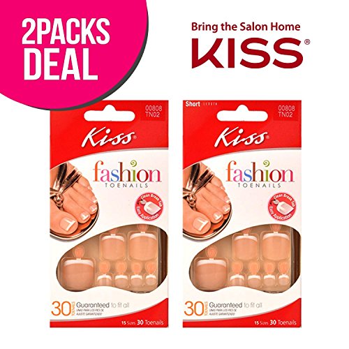 2-Pack! Kiss Fashion 30 Toe Nails in 15 Sizes (TN02)