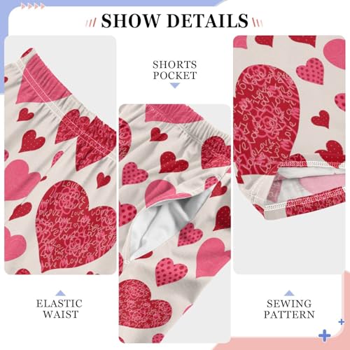 Sweet Love Hearts Boys Long Pants Soft Trousers Elastic Waist Kids Lounge Bottoms with Pockets S-XL4