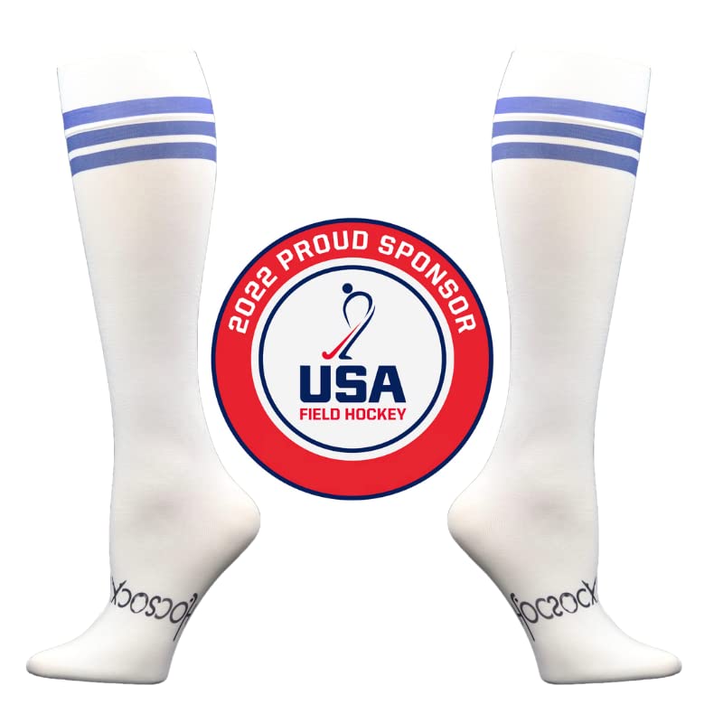 Image of Hocsocx Tube, Navy Stripe Socks Performance Liner Moisture-Wicking Protection for Field Hockey, Ice Hockey, and Soccer