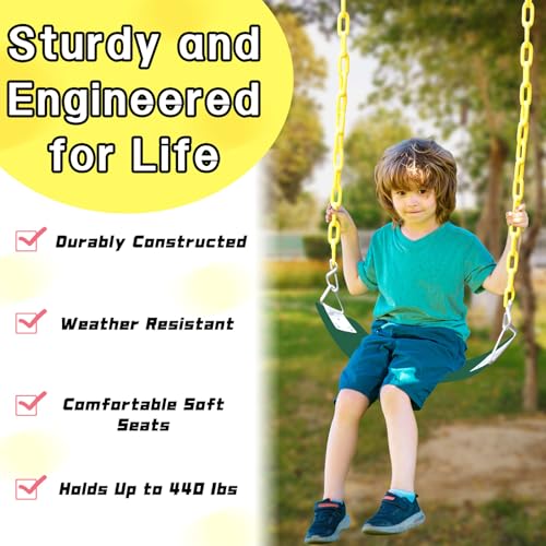 Image of Swing Set for Kids with 66 inch Chain-Play Swing for Adults with Stainless Steel Mental Taiangle Ring-Suitable for Family Backyard-Play Swing Set (AB010002-7)