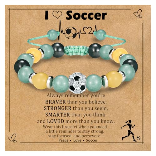 EPIRORA Soccer Charm Bracelet Gifts for Moms Girls, Soccer Fashion Accessories Adjustable Beaded Jewelry Bracelets for Her, Birthday/Christmas/Thanksgiving/Valentines Gifts