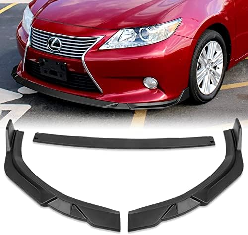 3PCS Front Bumper Lip Kit fit for compatible with 2013-2015 Lexus ES350 / ES300h, STP-Style Splitter Trim Protection Spoiler, Air-Dam-Chin-Diffuser (Unpainted Matt Black)