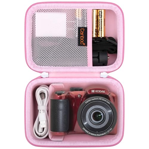 Canboc Tragetasche für Kodak PIXPRO AZ528/AZ405/AZ425/AZ401/AZ255 Digitalkamera, Netztasche für Kabel, Batterien, rosa (nur Tasche)