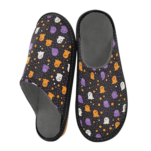 JUNZAN Cute Cartoon Halloween Memory Foam Slippers for Women Men House Slippers for Bedroom Indoor