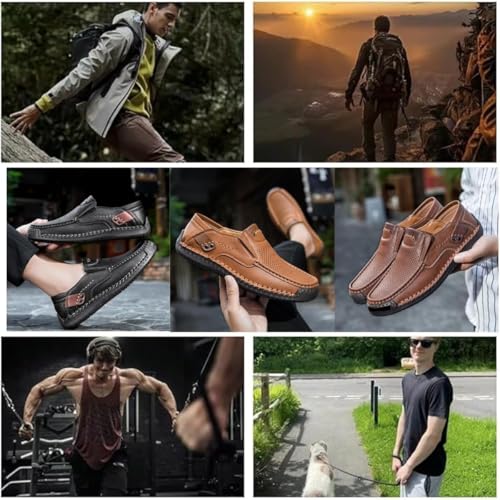 Mens Handmade Genuine Leather Loafers, Dress Oxford Classic Moccasins, Mesh Breathable Non Slip Soft Bottom Casual Driving Shoes4