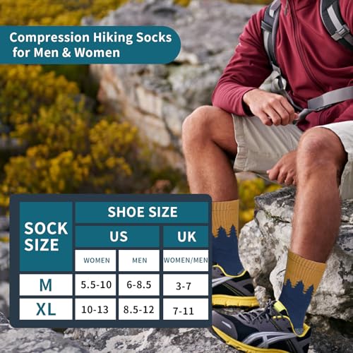 Image of ANOTION Funny Hiking Socks for Men & Women - Moisture Wicking Lightweight Compression Socks,Women Hiking Socks Summer
