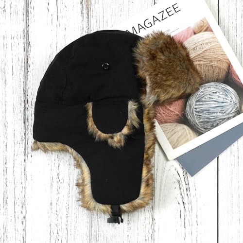 Image of ONWAY Trapper Hat Winter Hats for Women Men with Faux Fur Ear Flaps
