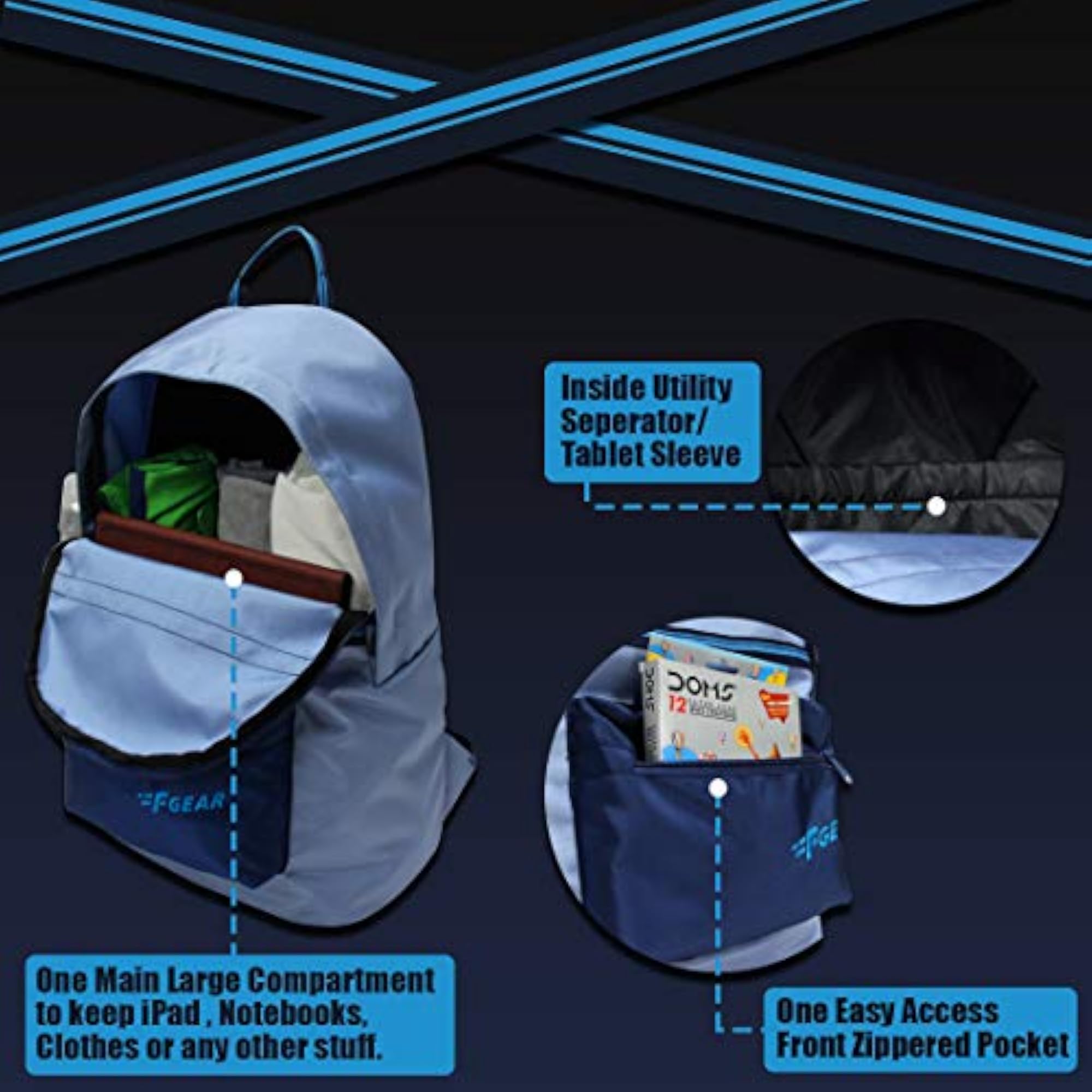 Inherent 22L Lightweight Backpack with Organizer