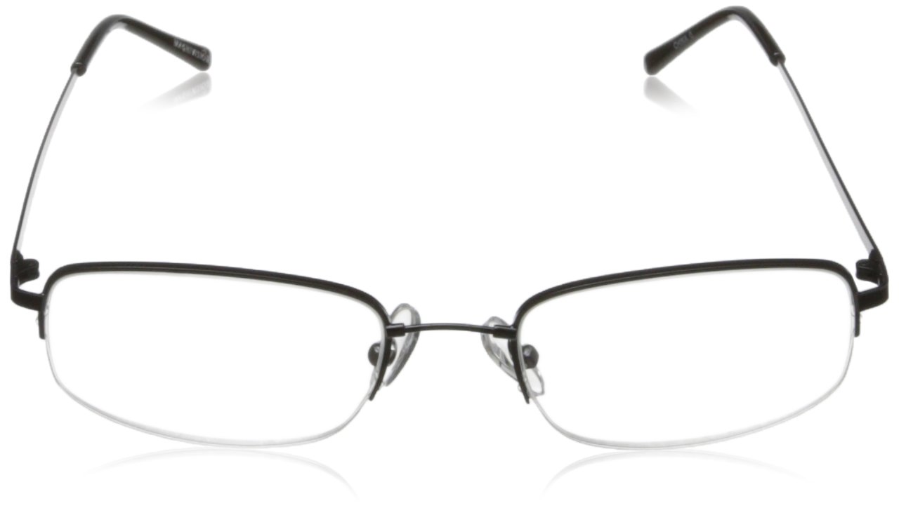 Foster Grant Men's Hf11 Rectangular Reading Glasses, Shiny Gun/Transparent, 52 mm, +2.50