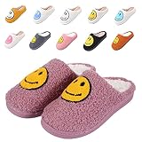 rosyclo Smile Face Slippers, Women's Retro Soft Cute Indoor Outdoor Happy Face Shoes, Cozy Trendy Pl