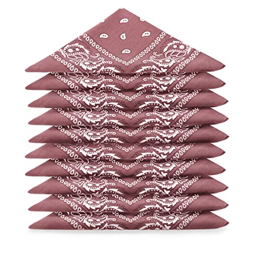 Karl Loven EL BANDANA - Lote de bandanas 100% Algodon de primera calidad Paisley Panuelo Cabeza Cuello Bufanda - Juego de 5 Marrone