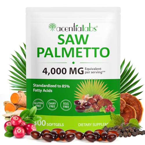 shwdppmy Saw Palmetto for Men, 300 Softgels with Pumpkin Seed Oil & Stinging Nettle, Non-GMO, Gluten-Free, Dairy-Free 100-Day Supplement