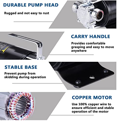 Image of Trupow DC 12-Volt 1 /10HP 330GPH Battery Powered Mini Portable Electric Utility Sump Transfer Water Pump with Water Hose Kit Black