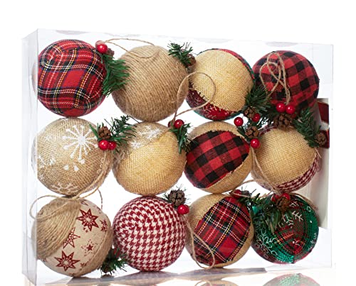 12 Piece Rustic Christmas Tree Ornaments, Farmhouse Christma Deco...