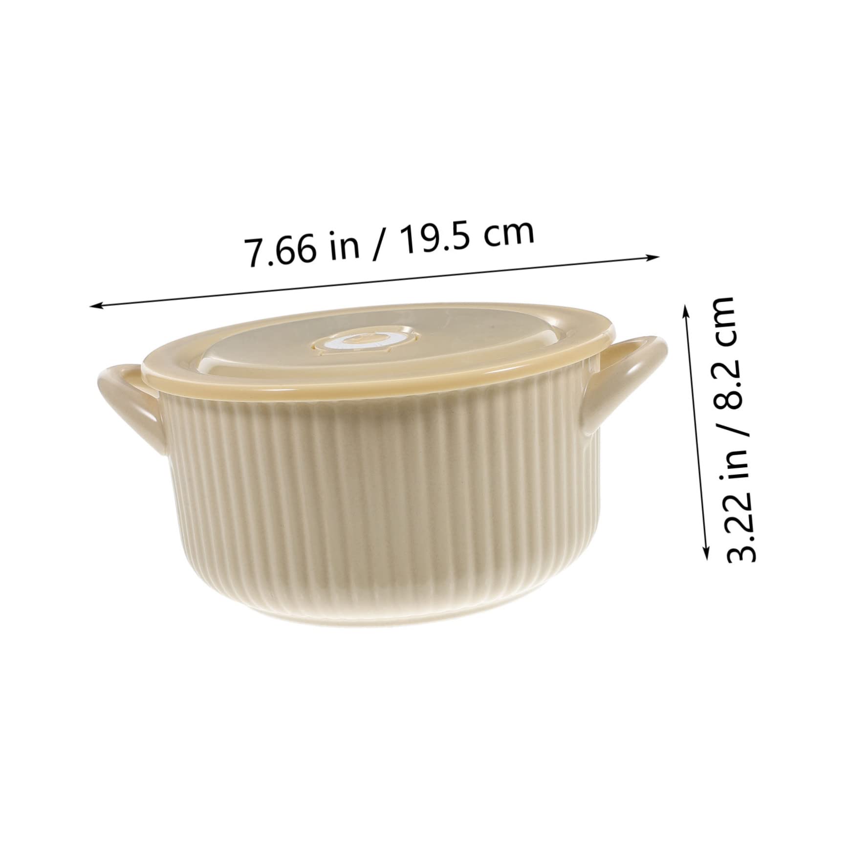 Garneck Double Ears Instant Noodle Soup Bowl Instant Noodles Bowl Snack Bowl French Onion Soup Bowls Oven Safe Ramen Bowl Rice Bowl Serving Bowl Soup Bowl with Handle Ceramics Beige