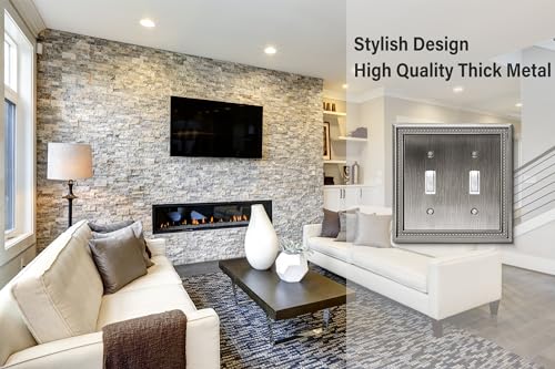 Image of Henne Bery Sunken Pearls Heavy Duty Decorative Wall Plate Switch Plate Outlet Cover (Double Toggle, Heirloom Silver)
