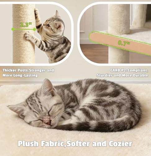 Árbol para gatos multi-niveles con perchas y cuevas beige miniatura 6