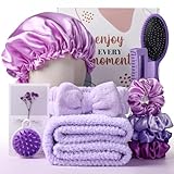 Sawysine 12 Pcs Gift Basket for Women Purple Hair Care Accessories Set Spa Kit for Women's Birthday.