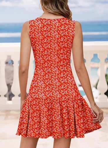 Image of JOCAFIYE Summer Dresses for Women 2026 Cute Cap Sleeve V-Neck Flowy Swing Sundress Mini Dress