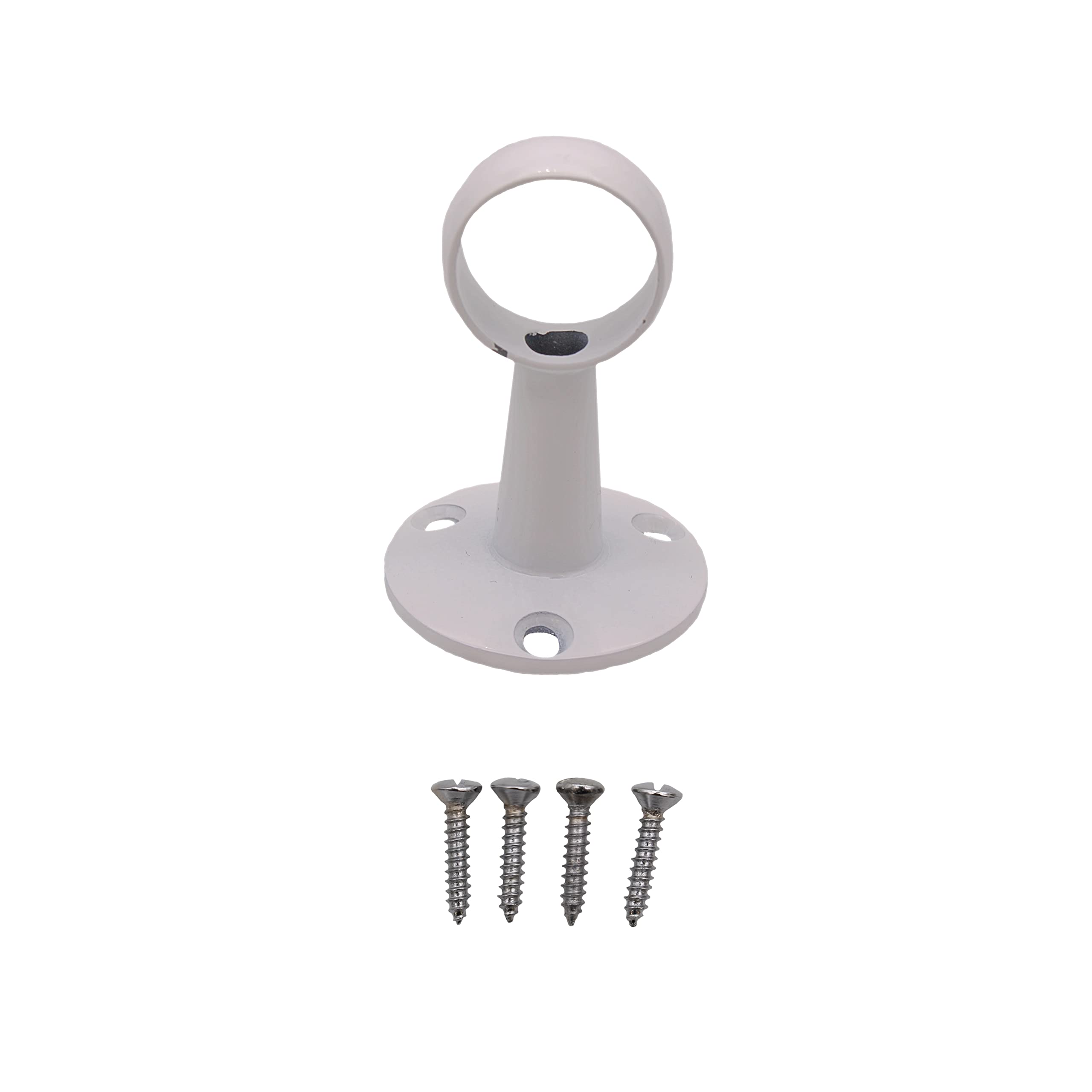 EAI White Wardrobe Rail Drop Centre Support Brackets for Round Tube 25mm