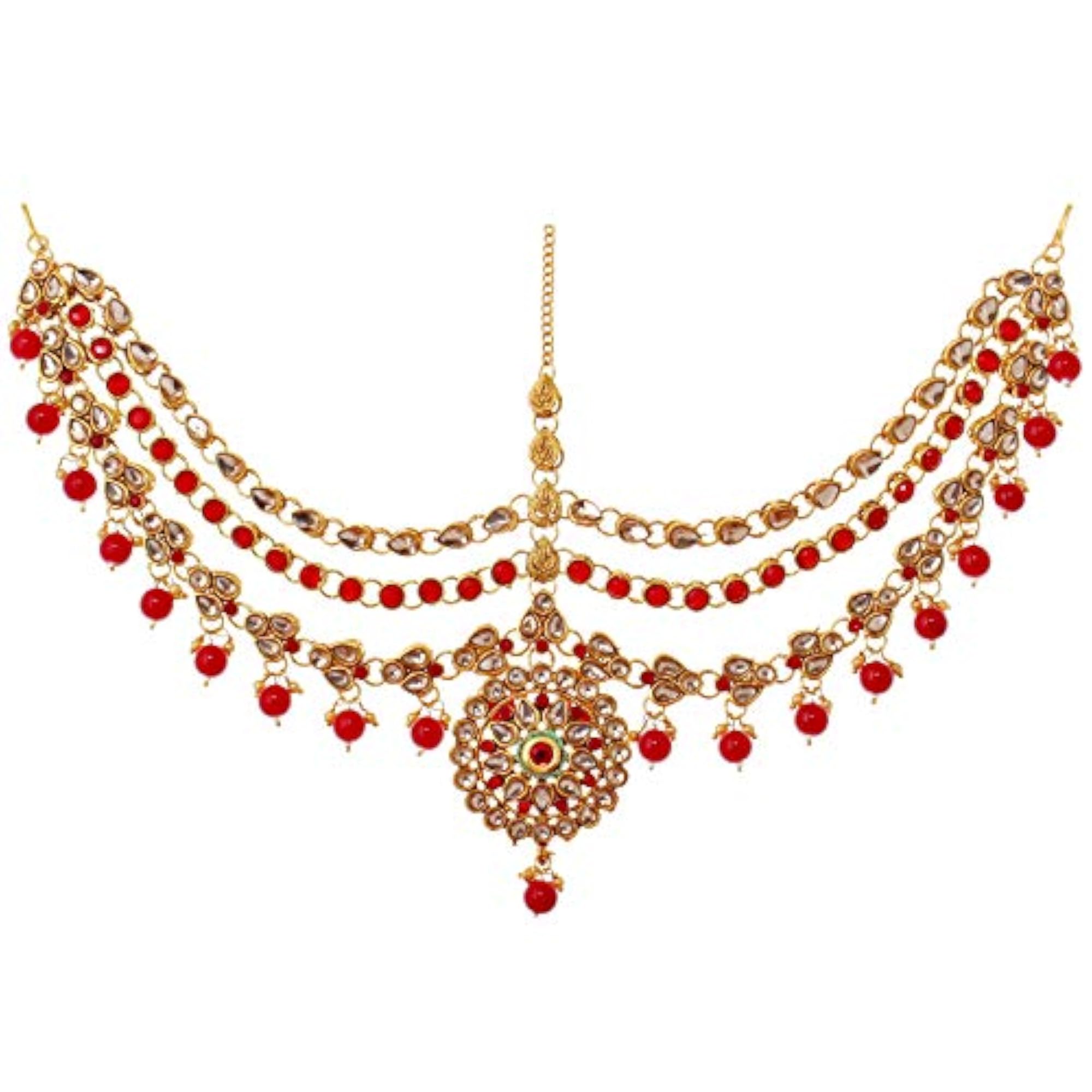 Bridal Matte Meenakari Copper Gold Plated Dulhan Shadi Set, Rubi Red & Mint