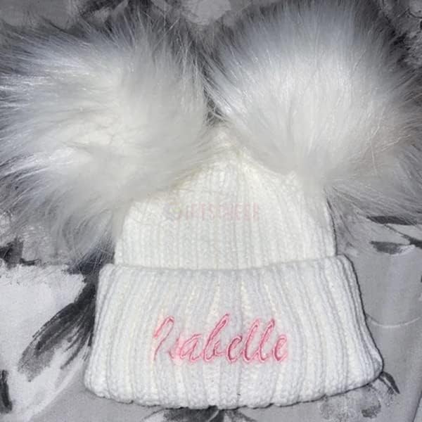 Personalized Cute Beanies, Custom Toddler Winter Hat Baby Beanie for Girls Cable Knit Winter Hat3