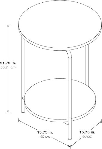 Miniatura 3 de OSP Home Furnishings Elgin - Mesa redonda de metal con 2 estantes, color piedra azul