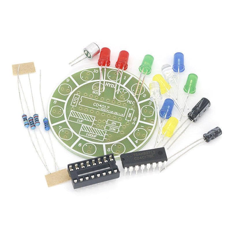 Fun 4017 Colorful Voice-Activated Rotating LED Lights Circuit Board Production DIY Kit Electronic DIY Production Parts image 4