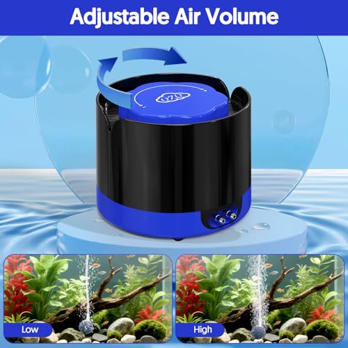 Image of QZQ Aquarium Air Pump, Quiet Fish Tank Air Pump with Dual Outlets, 3W /5W Powerful Adjustable Oxygen Pump with Accessories, Aquarium Bubbler Aerator for Fish Tank Up to 120 Gallon (5W)