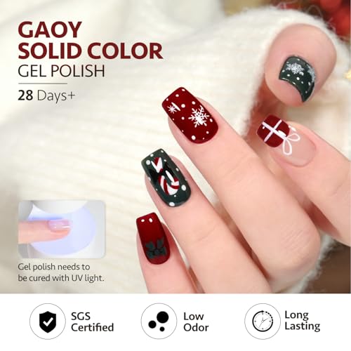 Image of GAOY Red Christmas Gel Nail Polish Set, 6 Colors White Dark Green Glitter Sparkle Winter Soak Off UV Light Cure Gel Polish Kit for Salon and Nail Art DIY at Home