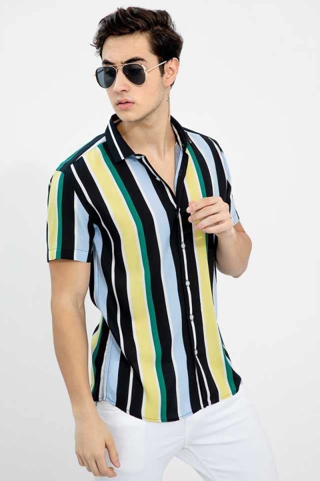 Image of Polly Cotton Solid Half Sleeve Shirt for Men