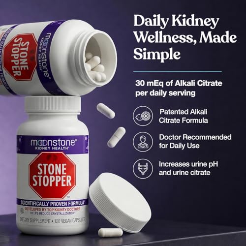 Image of Stone Stopper Capsules, Kidney Stone Prevention, Calcium Oxalate Protector, Alkali Citrate Support Supplement, Developed by Urologists to Support Kidney Health, 60 Day Supply (240 Count)