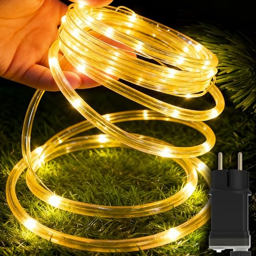 YRHome 30m 300LEDs Lichterschlauch mit Stecker Schlauch Außen mit Timer 8 Modi & Dimmbar IP44 Wasserdicht Dekolicht Warmweiß für für Innen Außen Party Weihnachten Garten Terrasse Deko