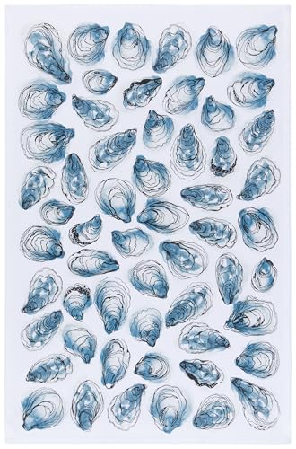 Image of Now Designs by Danica Kitchen Towel Oysters Printed Cotton Dish Towel, Gray, 18 x 28in