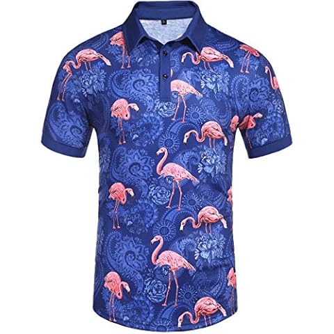 Daupanzees Men's Blue Floral Polo Shirt Cover