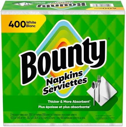 Bounty Paper Napkins, White, 400 Count
