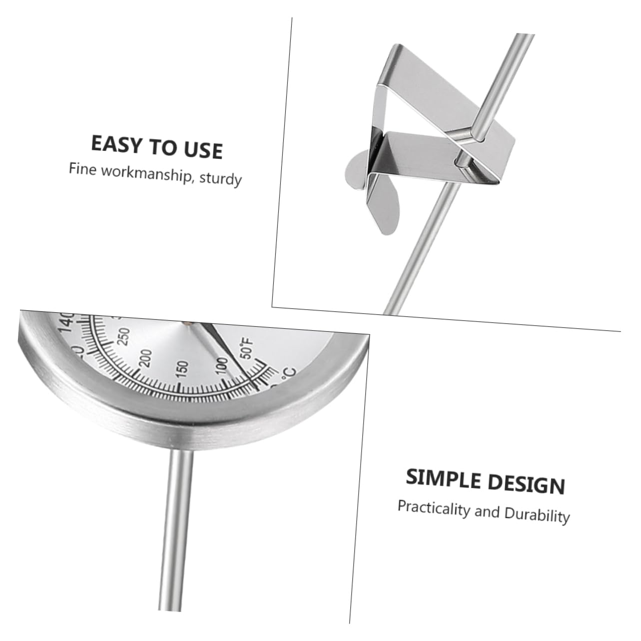 BEBEMOKO Precision Oil Temperature Reading Meter Stainless Steel Food Thermometer for Deep Fry BBQ