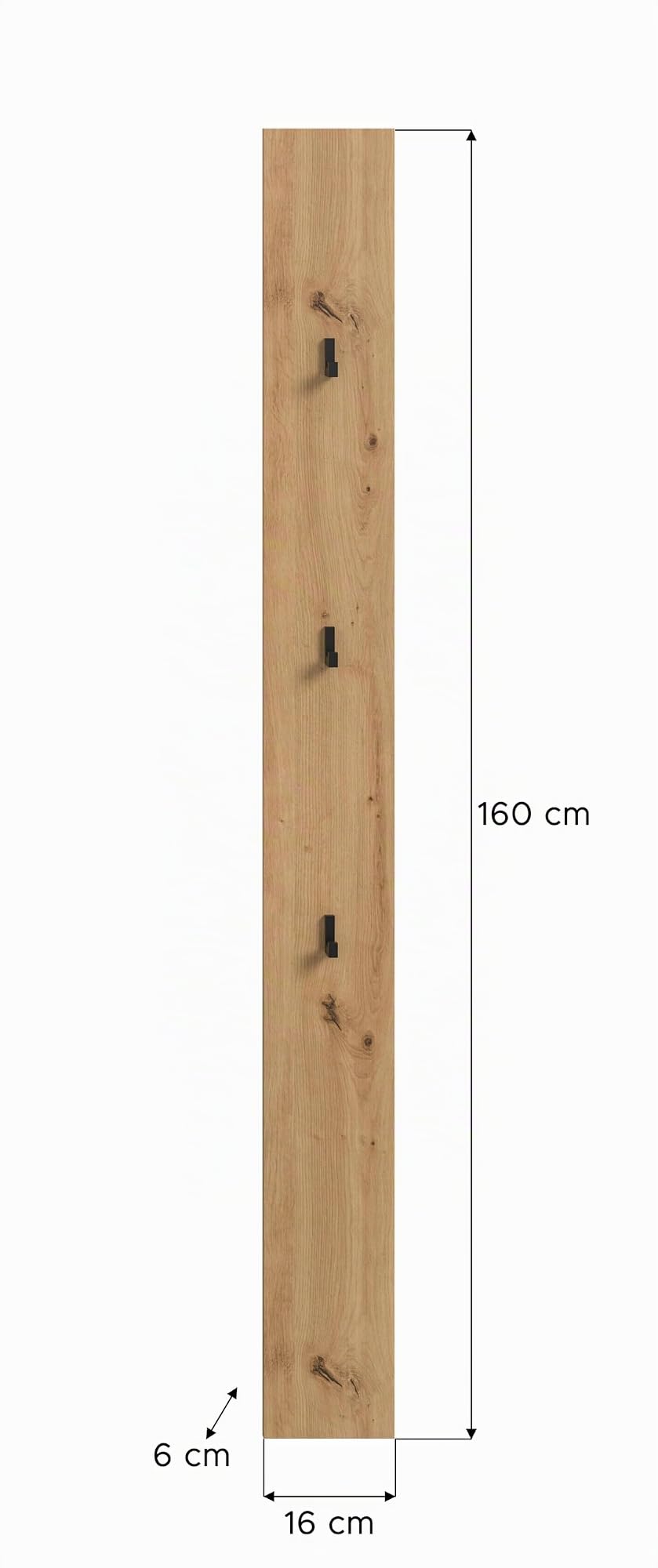 xonox.home – Garderobenpaneel Drive 16x160x6 cm in Artisan Oak Nachbildung – Flurgarderobe mit Haken & Ablage in Holzoptik – Wandpaneel zeitlos & flach gebaut für Diele & Eingangsbereich