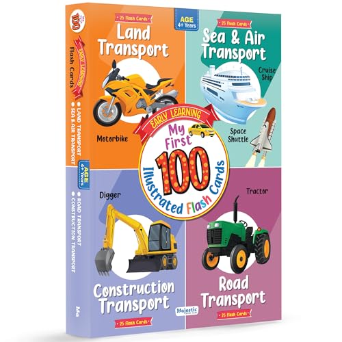 Image of THE BOOK TREE Transport & Vehicle Flashcards for Kids | 100 Premium Early Learning Language Skills Flash Cards | Fun & Easy Way to Learn for Babies and Toddlers Ages 1-6