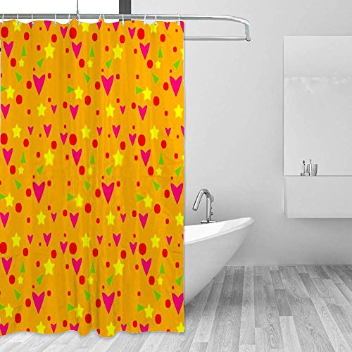 Rideau de douche avec crochets motif cœur pour stopper les éclaboussures