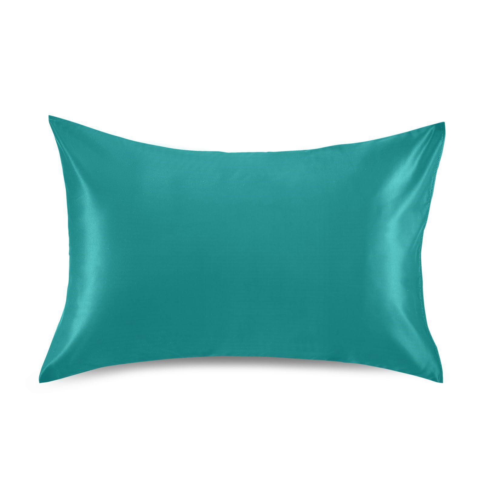 Dark Cyan Satin Rectangle Pillowcase Soft Throw Pillow Cover for Sofa Car Bedroom Living Room 30x20in