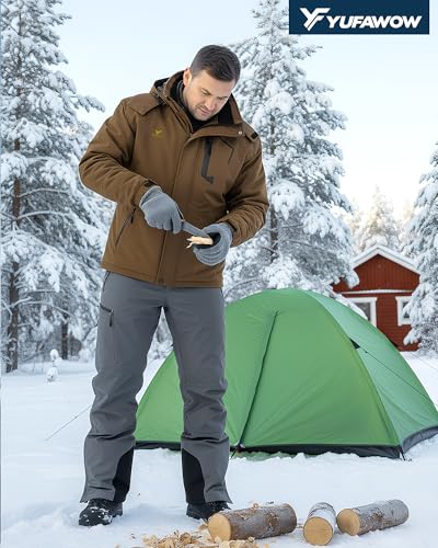 Image of Yufawow Men's Ski Jacket Waterproof Warm Snowboard Jacket Insulated Winter Coat for Outdoor Cold Weather Sports Work