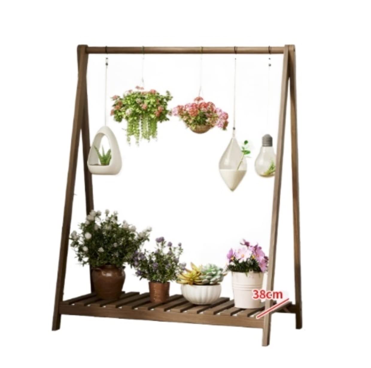 YUANCHUTOP Stylish Wooden Plant Stand for Indoor/Outdoor Potted Plants - Sturdy Garden Display Shelf, Brown Finish, 73x42x92cm - Perfect for Home & Patio Decor