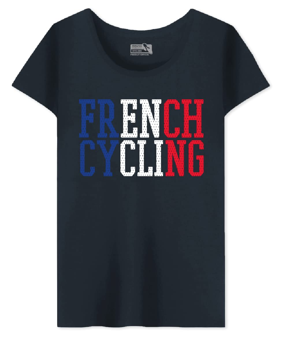 Fédération française de cyclisme WOFFCYCTS005 Women's T-Shirt, Navy, L, Navy Blue, L