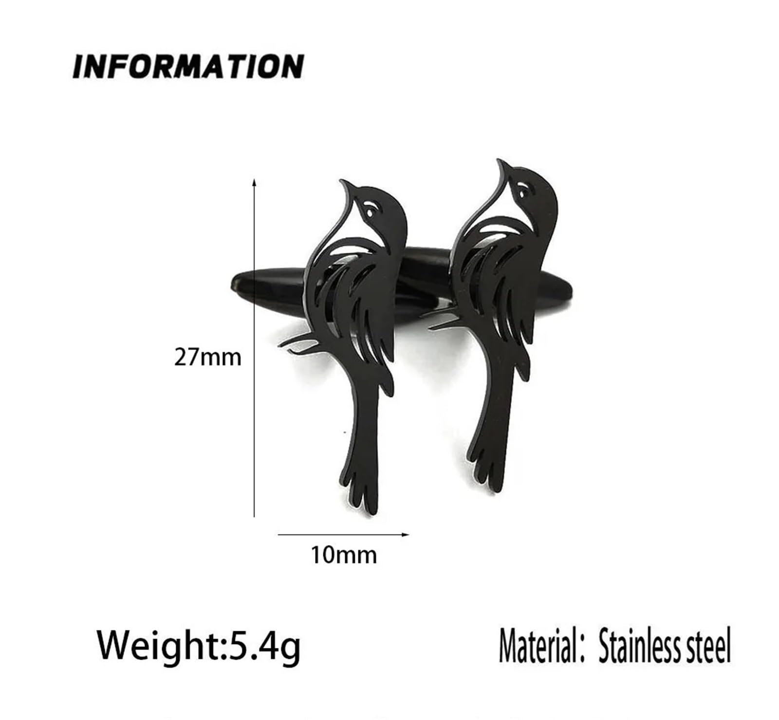 Krawattennadeln für Herren Bird And Magpie Stainless Steel Cufflinks, Waterproof And Non-fading, French Shirt Buttons, Gift For Boyfriend
